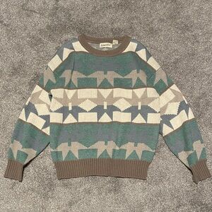 Vintage 90s ST. John’s Bay Men's Geometric Pattern Sweater